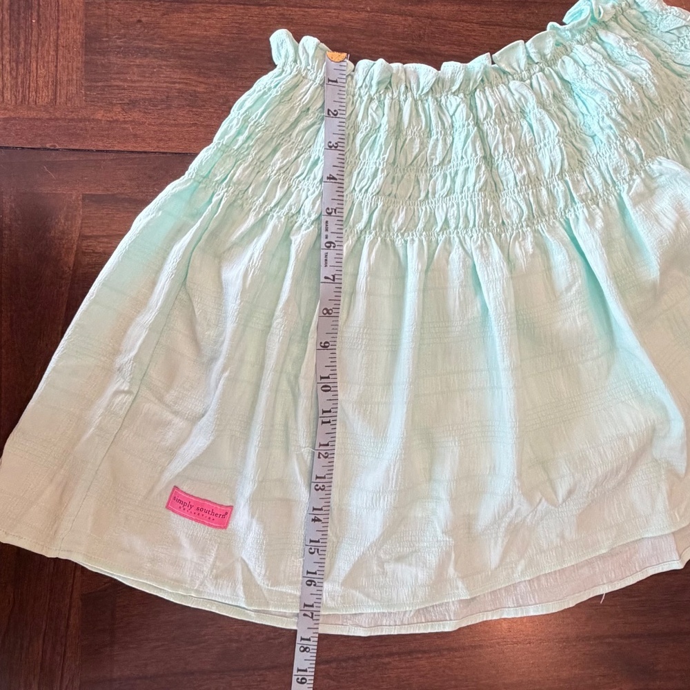 Simply Southern Mint Green Mini Skort, Rouched Waist, Size Large - Picture 8 of 9